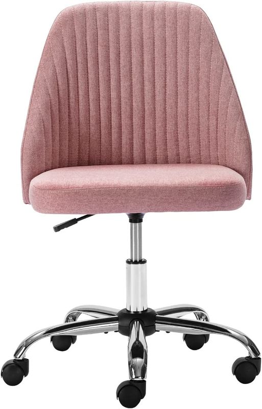 Mid Back Home Office Swivel Chair Armless Twill Fabric Adjustable For Small Space Living Room Make Up Studying